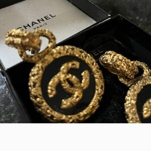 Chanel Gold and Black Earrings